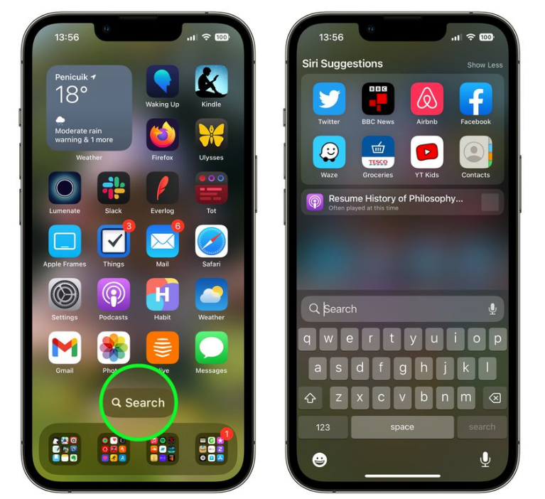 易门苹果手机维修分享升级到 iOS 16 后，如何删除主屏幕上的搜索按钮 