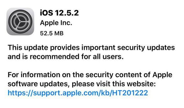 易门苹果手机维修分享iOS12.5.2发布，建议所有老苹果用户安装 